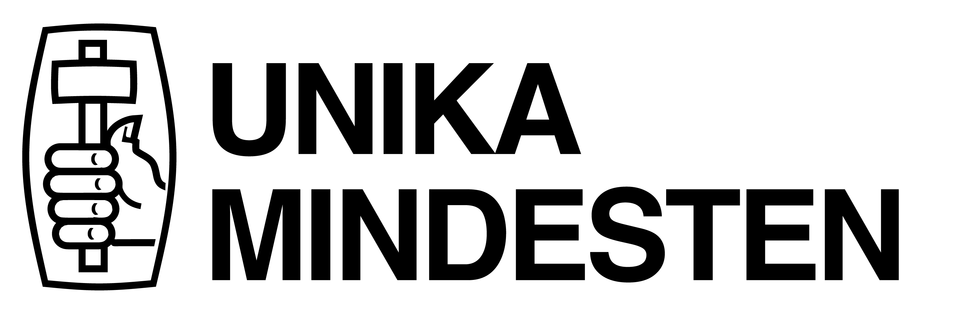 Unika Mindesten logo i grå og sort med stiliseret hjerte.