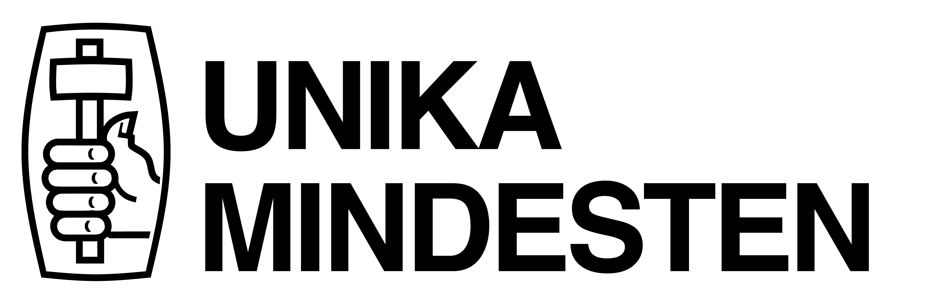 Unika Mindesten logo i grå og sort med stiliseret hjerte.